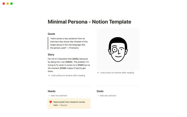 Minimal Persona Notion Template